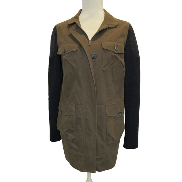 James Jeans Womens M Ponte Sleeve Utility Jacket Soldier on Black Gorpcore USA - Picture 4 of 16